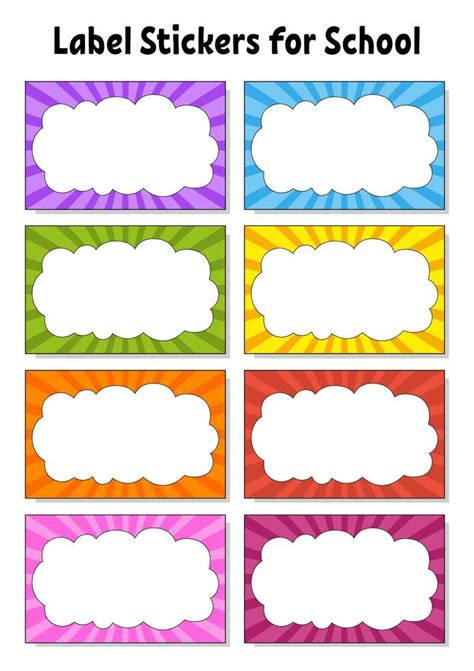 Set Stickers For School Empty Template Name Tags T Labels