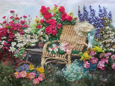 Summer Garden Repose 3d Hand Embroidery Silk Ribbon Embroidery Etsy