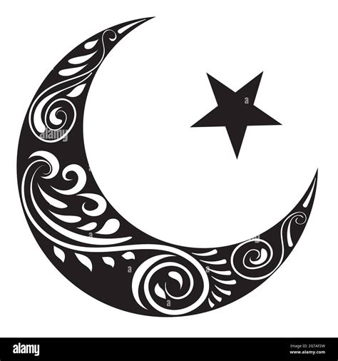 Decorative Ornamental Crescent Moon And Star Design Stock Vector Image And Art Alamy