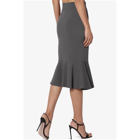 Themogan Womens S~3x Peplum Fit And Flare Knee Length Elastic High Waist Midi Skirt Walmart