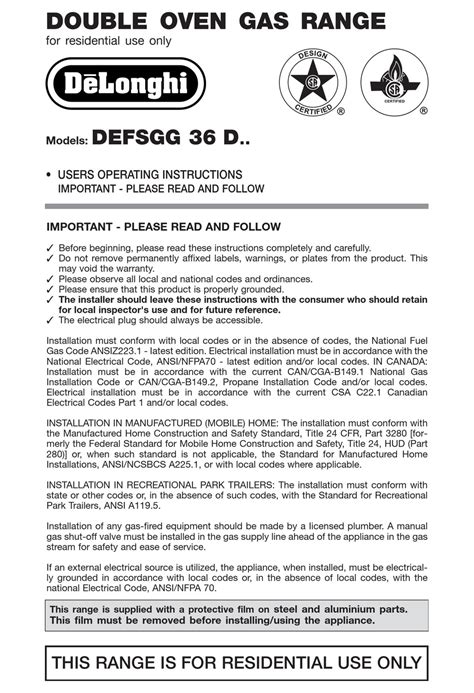 Delonghi Desfgg36 User Operating Instructions Manual Pdf Download Manualslib