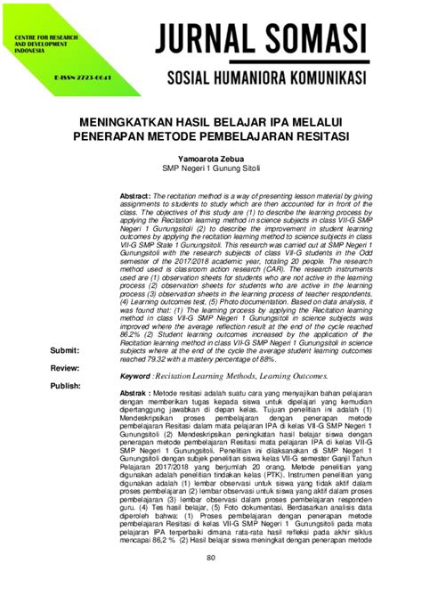 Pdf Meningkatkan Hasil Belajar Ipa Melalui Penerapan Metode