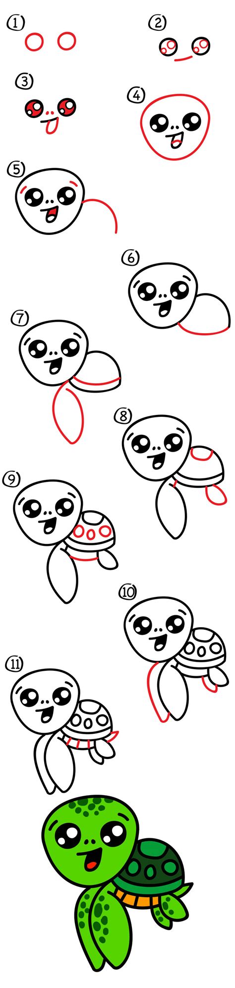 How To Draw Cute Turtle Easy Drawing For Kids 11 Imag