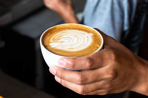 Barista Pouring Milk Making A Coffee Latte Art People Pour Milk To