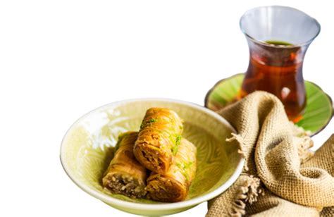 Famous Turkish Sweet Baklava Pistachio Walnut Tea Oriental Dessert