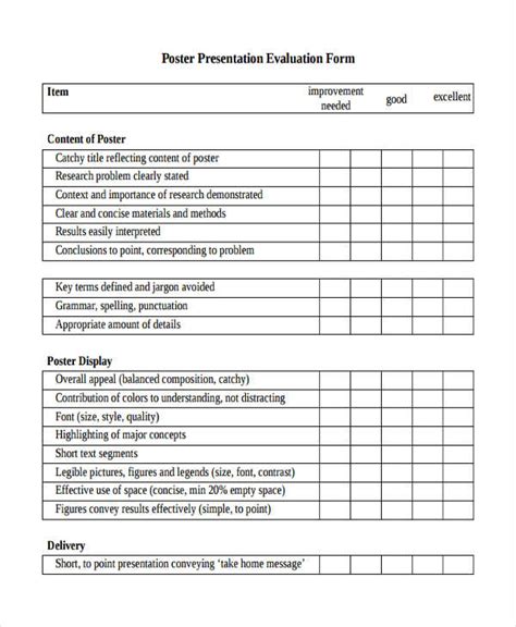 Free Presentation Evaluation Form Templates Images