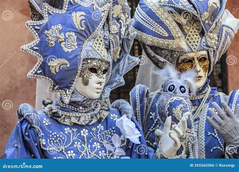 Portrait Of A Disguised Couple Venice Carnival 2012 Stock Photo