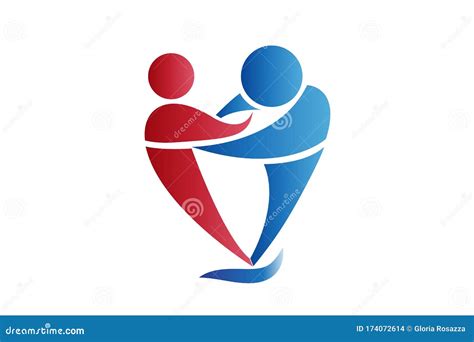 Logo Couple Hugs In A Heart Love Shape Stock Vector Illustration Of