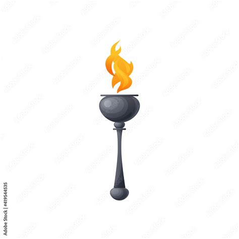 Torch Sport Mascot Burning Fire On Copper Stick Isolated Icon Vector