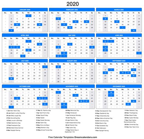 Dream Calendars Make Your Calendar Template Blog 2020 Calendar
