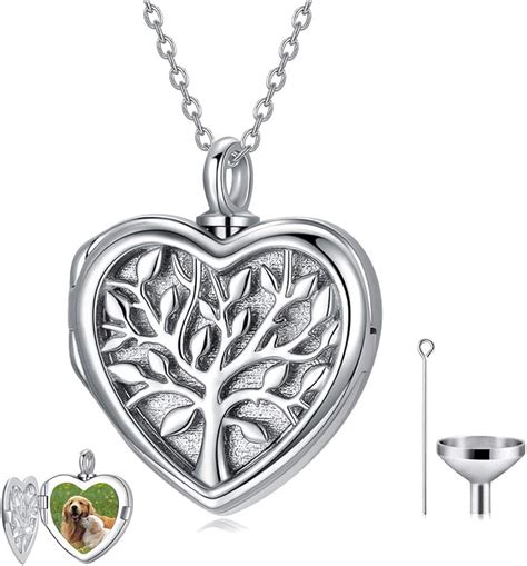 Women Jewelry 925 Sterling Silver Tree Of Life Heart Urn For Ashes