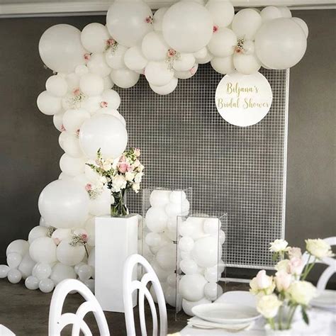 White Wedding Backdrop Balloon Garland Kit Bridal Shower Etsy