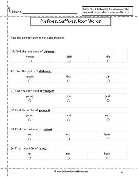 Suffix And Prefix Worksheet For Grade 4