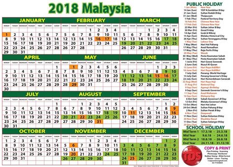 This page contains a national calendar of all 2018 public holidays. Kalendar Cuti Umum 2018 Malaysia Public Holidays ...