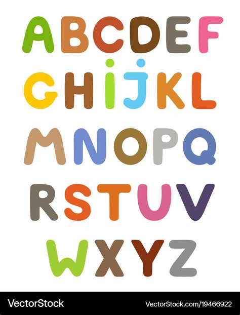 Funny Colorful Cartoon Alphabet Alphabetical Vector Image
