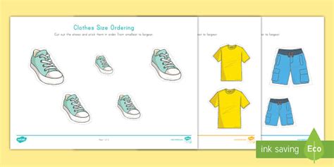 Clothes Size Ordering Activity Teacher Made Twinkl