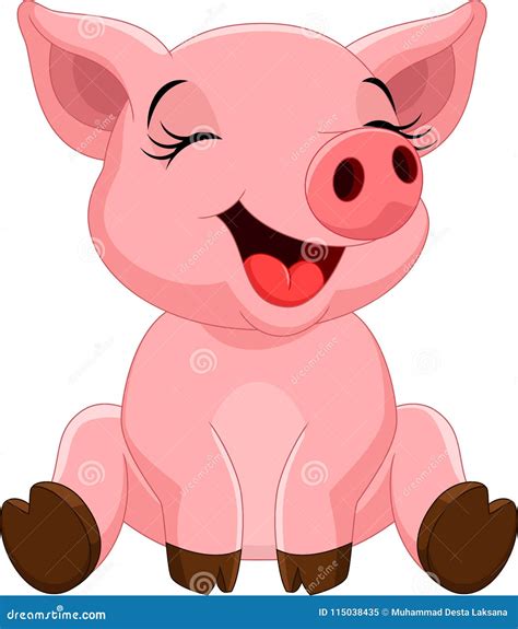 Cute Pig Cartoon Sitting Stock Illustration Illustration Of Bacon