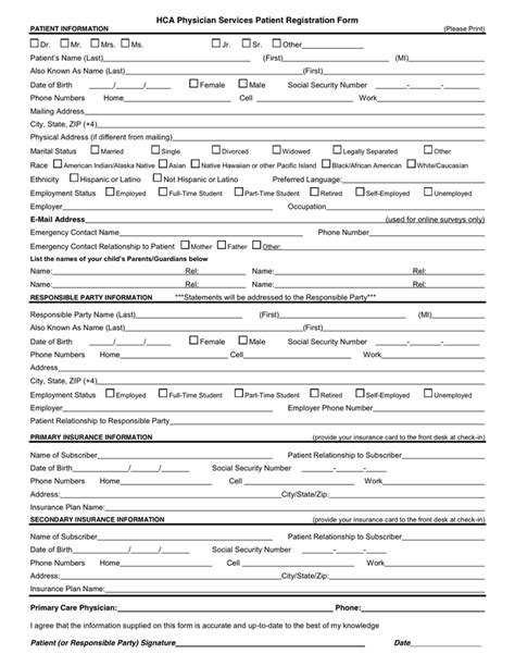 Patient Registration Form Download Free Documents For Pdf Word And Excel
