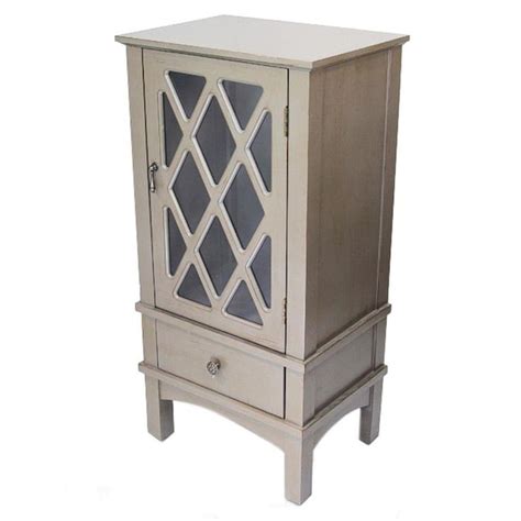 Determine the size of the plywood portion of the faux panel based on the dimensions of your cabinet side. HomeRoots Gray Wood Clear Glass Accent Cabinet with a Door ...