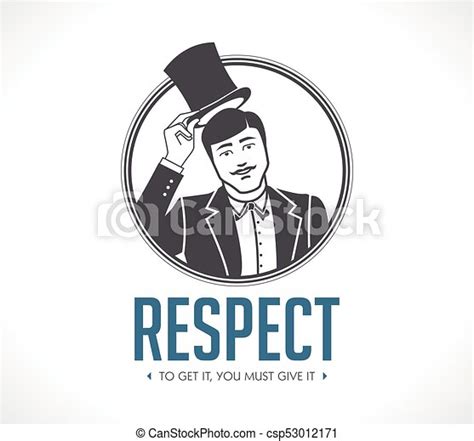 Respect Logo Concept Sign Man Taking Off His Hat Icon Canstock