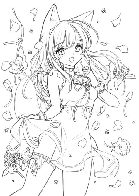 Coloring Sheet Anime Girl Printable Coloring Pages