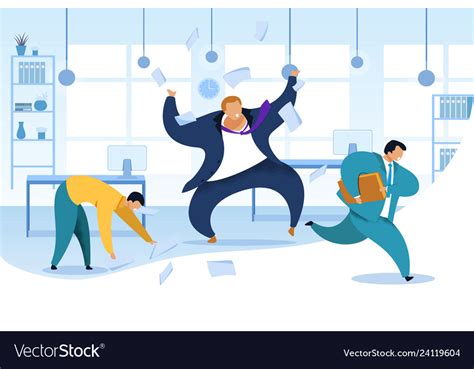 Work Rush Office Chaos Flat Royalty Free Vector Image
