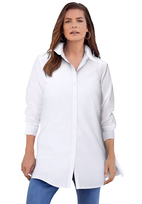 Roamans Roamans Womens Plus Size Kate Tunic Big Shirt Button Down