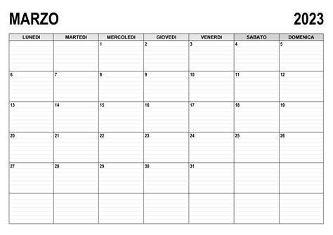 Calendario Marzo 2023 Para Imprimir