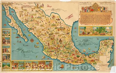 Historic Map Mapa Ilustrado De La Republica Mexicana Publicado Por Sexiz Pix