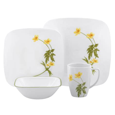 Corelle Square Buttercup 16 Piece Dinnerware Set