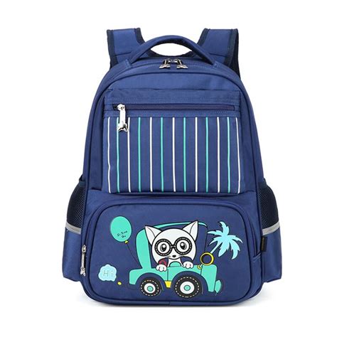 Children Backpacks School Bags For Boys Blue Striped Waterproof School