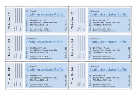 Free Printable Template Printable Numbered Raffle Tickets Pdf