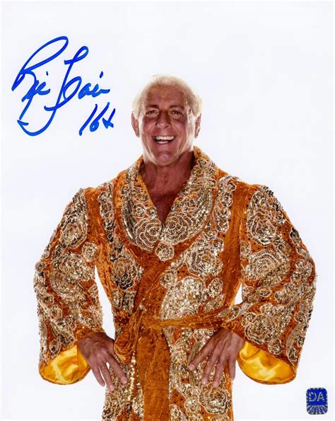 Ric Flair Autographed Gold Robe 16x20 Wrestling Photo Da Card World