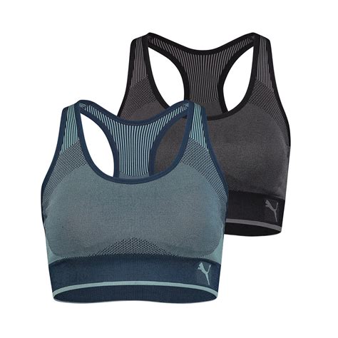 Puma Womens Performance Seamless Sports Bra 2 Pack In 2 Colours And 4