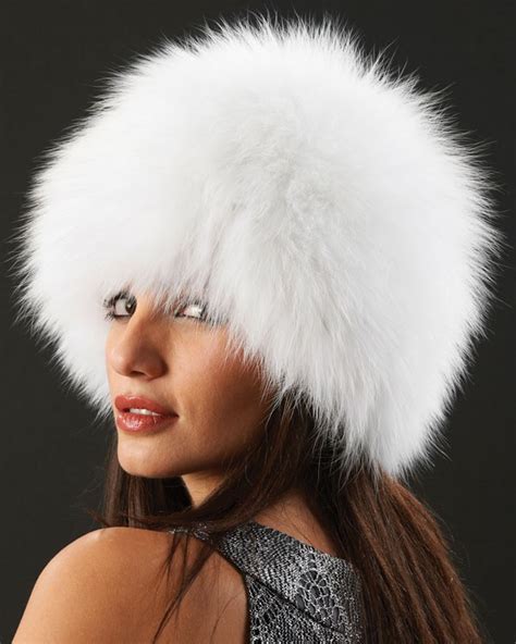 Eclipse Knit Fox Fur Hat In White