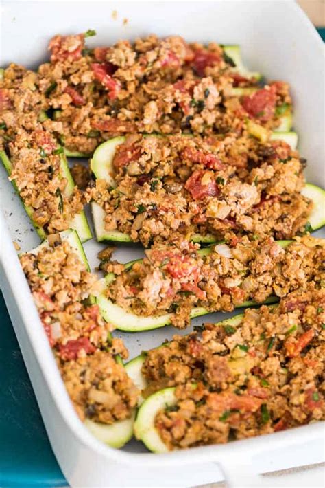 Garlic minced meat rosemary thyme bay leave onions marrow. Italian Paleo Stuffed Zucchini with Turkey Sausage - Perry ...