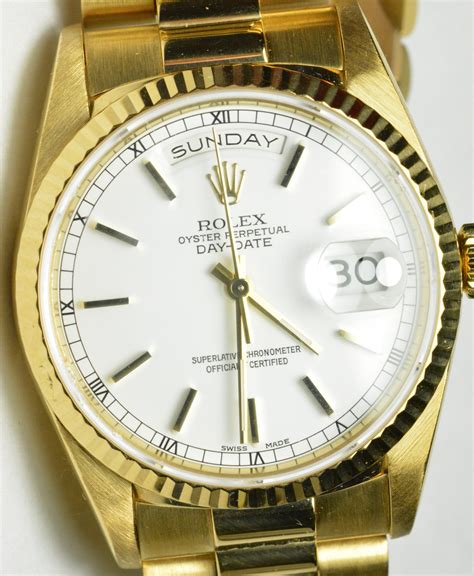 Rolex 18k Yellow Gold President Watch Model18238 W Original Box Tag
