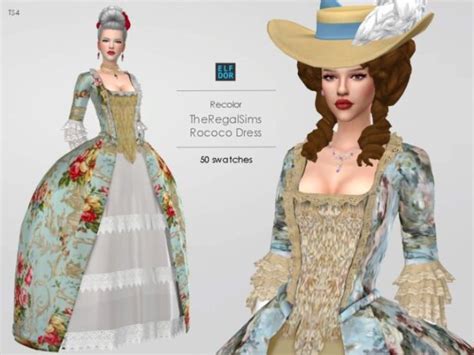 The Regal Sim Rococo Dress Recolored At Elfdor Sims Lana Cc Finds