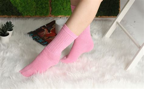 Awsamerican Made Cotton Crew Socks For Women Smooth Toe Seam Socks Clothing
