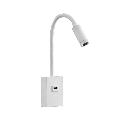 Aplique Led 3w Capote Blanco Usb E Interruptor Articulable Y Orientable