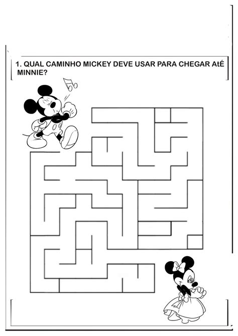 Labirintos Do Mickey E Outros Desenhos Preto E Branco Para Colorir