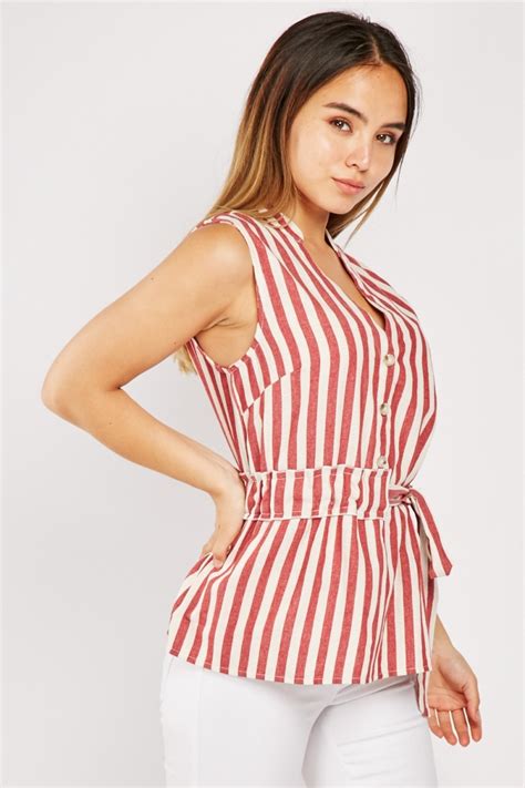 Sleeveless Striped Cotton Top Just 7