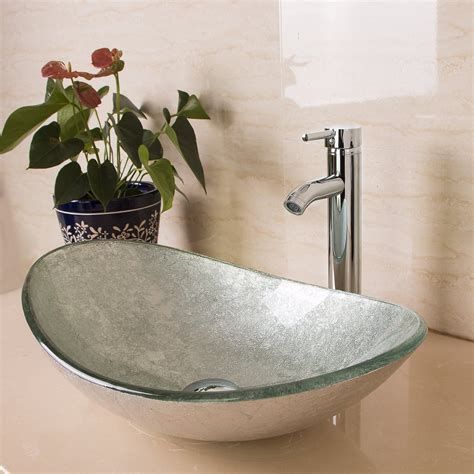 Tempered Glass Vessel Bathroom Vanity Sink Artistic Oval Washing Bowl Free Nude Porn Photos