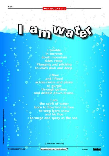 ‘i Am Water Environmental Poem Primary Ks2 Teaching Resource