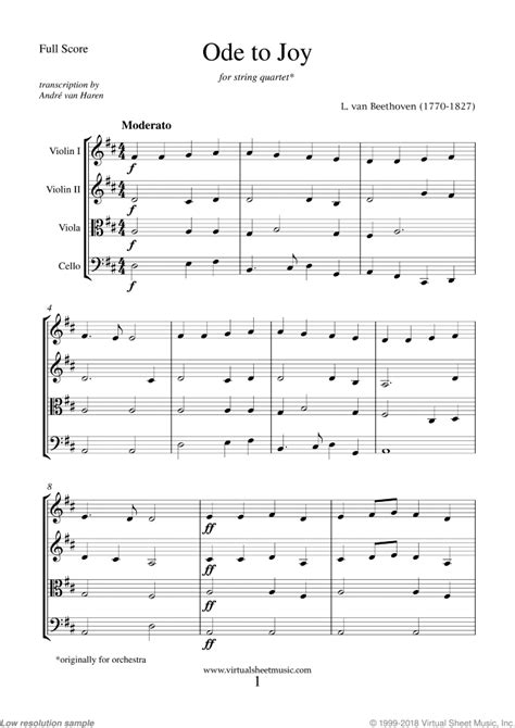 Beethoven Ode To Joy Sheet Music For String Quartet Pdf