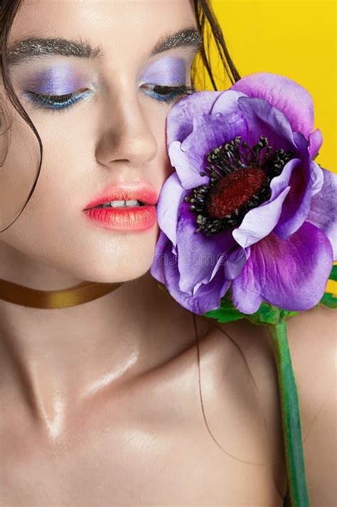 Beauty Girl Portrait With Vivid Makeup Fashion Woman Portrait Close Up