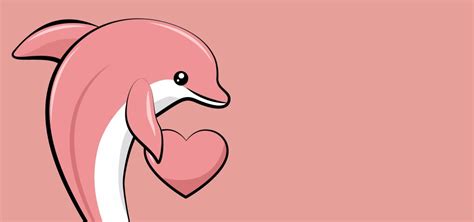 Heart Shaped Dolphin Card Background Dolphin Love Illustration