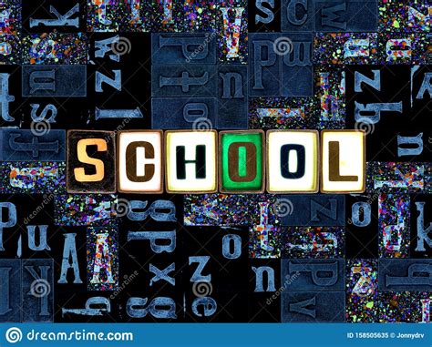 The Word School As Letters Unique Typeset Symbols Over