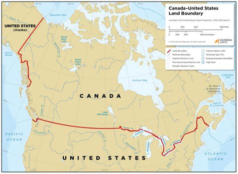 Border Between Us And Canada Map
