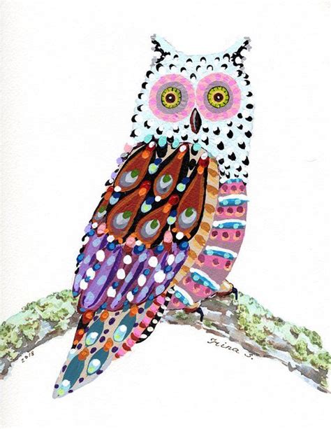 Whimsical Owl 2 Original Painting 9 X 12 Etsy Whimsical Owl